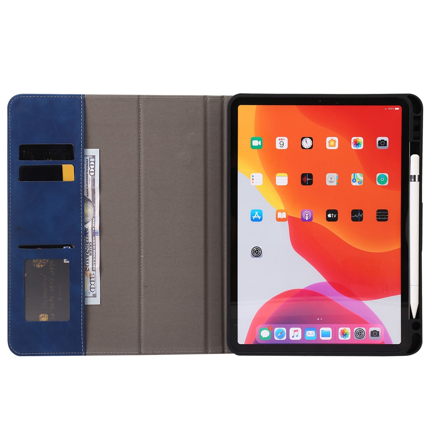 For iPad Air (2020)/(2022)/iPad Pro 11-inch (2021)/(2020)/(2018) PU Leather Wallet Pen Slot Case Flip Stand Auto Wake/Sleep Protective Tablet Cover