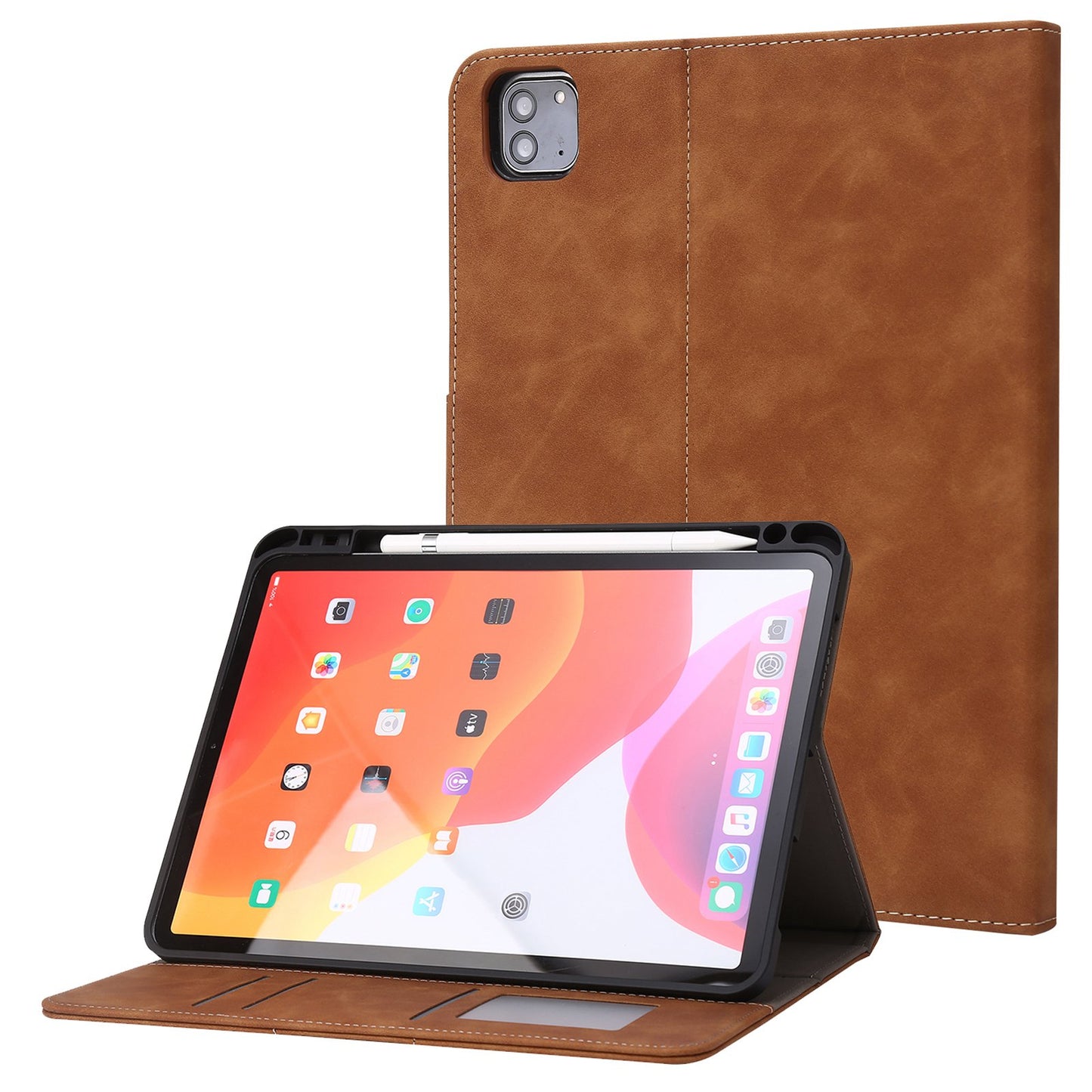 For iPad Air (2020)/(2022)/iPad Pro 11-inch (2021)/(2020)/(2018) PU Leather Wallet Pen Slot Case Flip Stand Auto Wake/Sleep Protective Tablet Cover