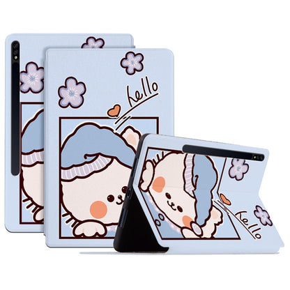 For Samsung Galaxy Tab S8+/Tab S7 Plus/Tab S7 FE, Shockproof Case Cartoon Pattern Printed PU Leather Cover Auto Wake/Sleep Tablet Case with Stand