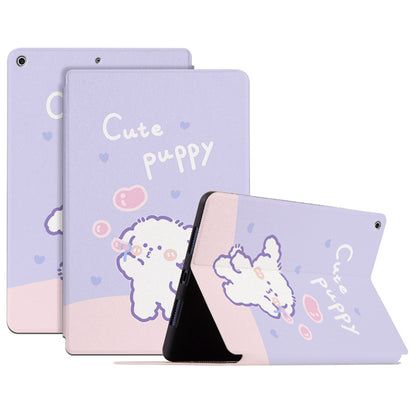 For iPad 10.2 (2021)/(2019)/(2020) Protective Case Cartoon Pattern Printing PU Leather Cover Auto Wake/Sleep Tablet Case with Stand