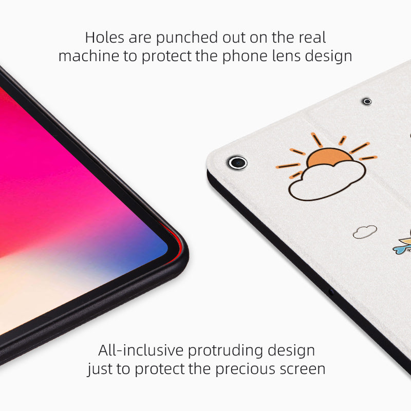 For iPad 10.2 (2021)/(2019)/(2020) Protective Case Cartoon Pattern Printing PU Leather Cover Auto Wake/Sleep Tablet Case with Stand