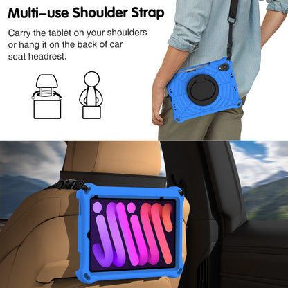 For iPad mini (2021) Anti-Scratch EVA Case with Shoulder Strap Kickstand Protective Cover Shockproof Tablet Case