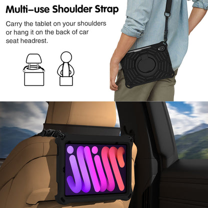For iPad mini (2021) Anti-Scratch EVA Case with Shoulder Strap Kickstand Protective Cover Shockproof Tablet Case