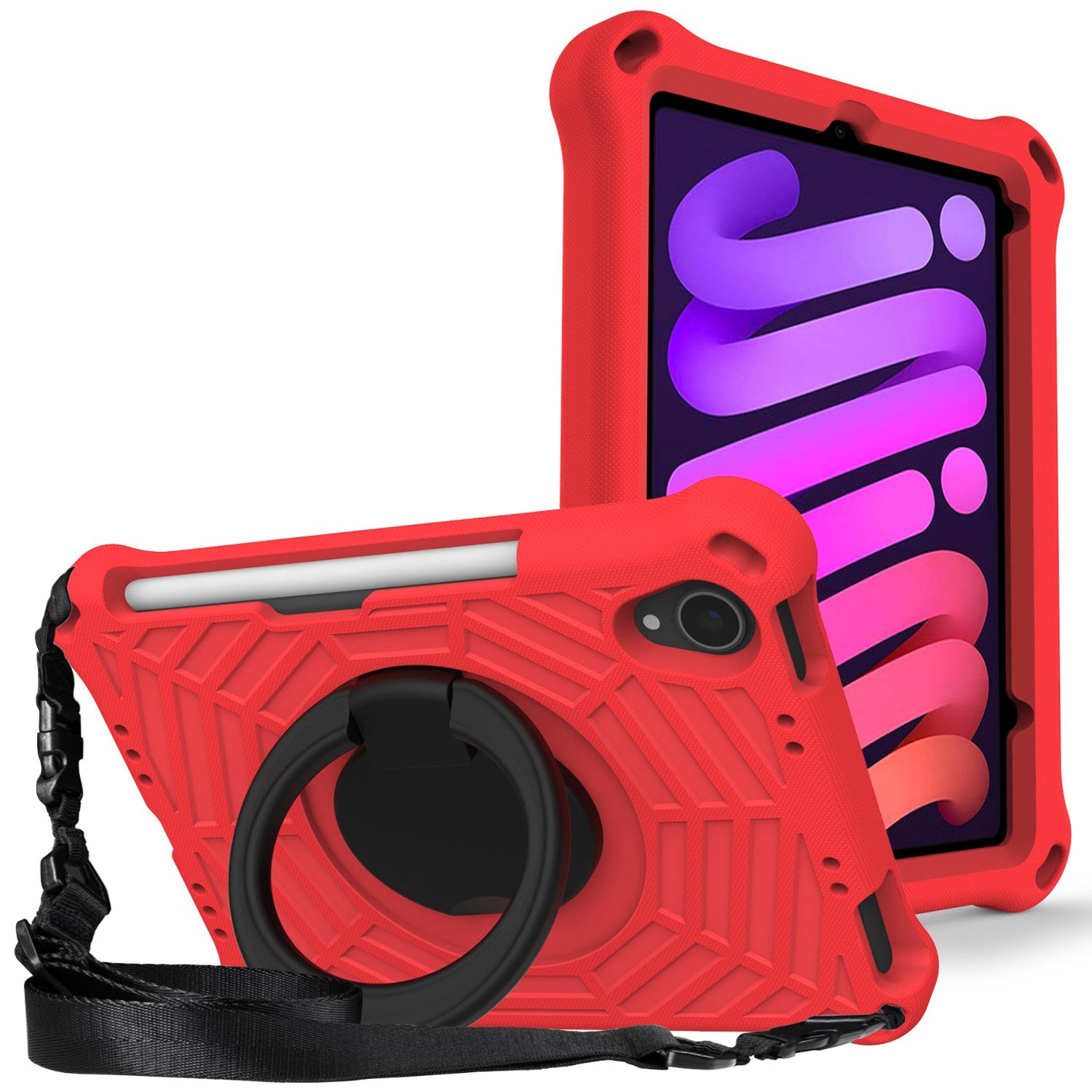 For iPad mini (2021) Anti-Scratch EVA Case with Shoulder Strap Kickstand Protective Cover Shockproof Tablet Case