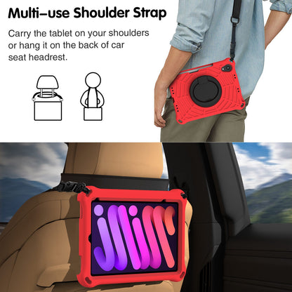 For iPad mini (2021) Anti-Scratch EVA Case with Shoulder Strap Kickstand Protective Cover Shockproof Tablet Case