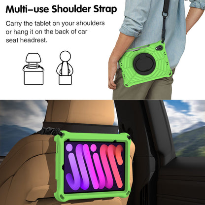 For iPad mini (2021) Anti-Scratch EVA Case with Shoulder Strap Kickstand Protective Cover Shockproof Tablet Case