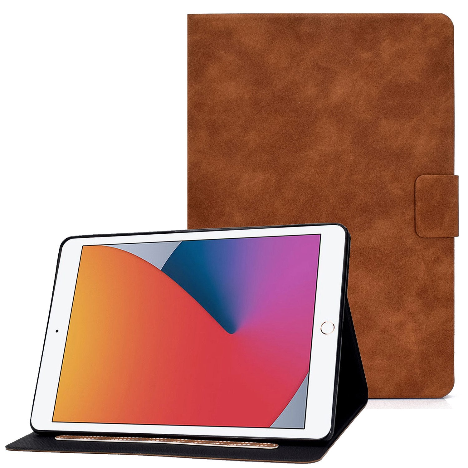 For iPad 10.2 (2020) (2019)  /  iPad Air 10.5 inch (2019) Calf Textured Leather Tablet Case Card Holder Adjustable Stand Protective Cover