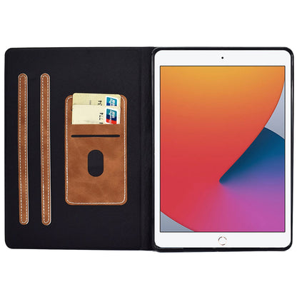 For iPad 10.2 (2020) (2019)  /  iPad Air 10.5 inch (2019) Calf Textured Leather Tablet Case Card Holder Adjustable Stand Protective Cover