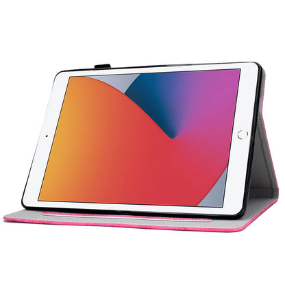 For iPad 10.2 (2019) (2020)  /  iPad Air 10.5 inch (2019) Cloth Texture PU Leather Tablet Cover Card Slots Folio Stand Protection Case with Pen Storage Loop
