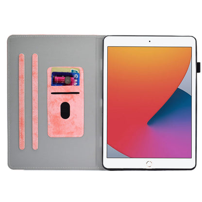 For iPad 10.2 (2019) (2020)  /  iPad Air 10.5 inch (2019) Cloth Texture PU Leather Tablet Cover Card Slots Folio Stand Protection Case with Pen Storage Loop