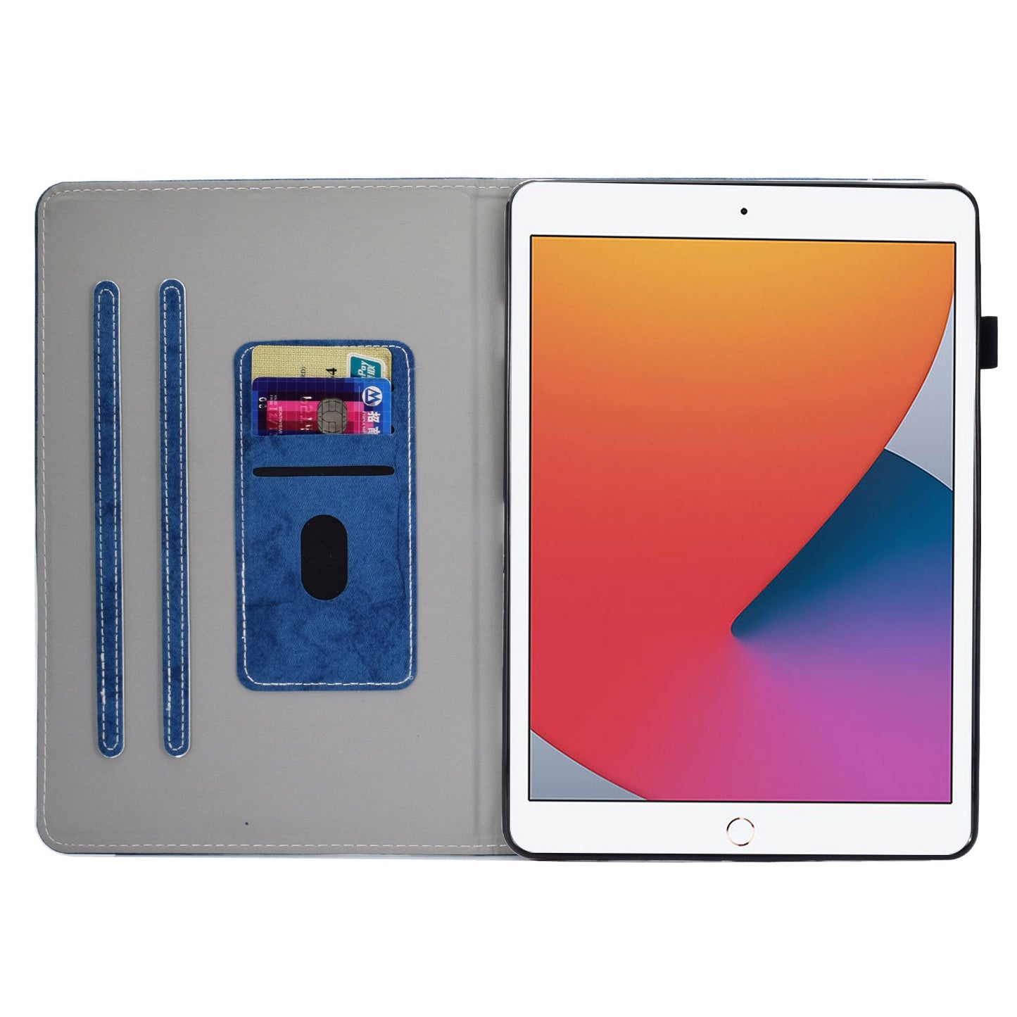 For iPad 10.2 (2019) (2020)  /  iPad Air 10.5 inch (2019) Cloth Texture PU Leather Tablet Cover Card Slots Folio Stand Protection Case with Pen Storage Loop