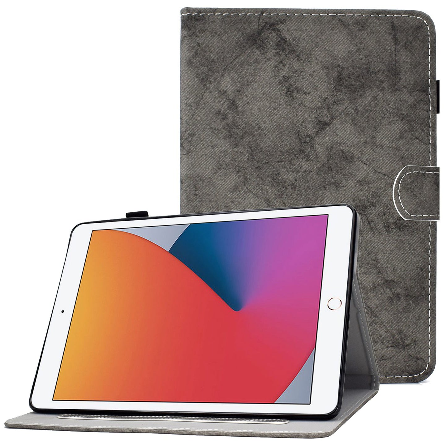 For iPad 10.2 (2019) (2020)  /  iPad Air 10.5 inch (2019) Cloth Texture PU Leather Tablet Cover Card Slots Folio Stand Protection Case with Pen Storage Loop