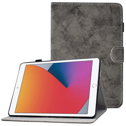 For iPad 10.2 (2019) (2020)  /  iPad Air 10.5 inch (2019) Cloth Texture PU Leather Tablet Cover Card Slots Folio Stand Protection Case with Pen Storage Loop