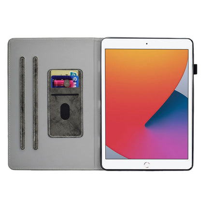 For iPad 10.2 (2019) (2020)  /  iPad Air 10.5 inch (2019) Cloth Texture PU Leather Tablet Cover Card Slots Folio Stand Protection Case with Pen Storage Loop