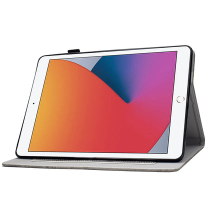 For iPad 10.2 (2019) (2020)  /  iPad Air 10.5 inch (2019) Cloth Texture PU Leather Tablet Cover Card Slots Folio Stand Protection Case with Pen Storage Loop