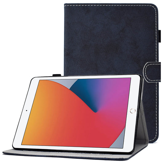 For iPad 10.2 (2019) (2020)  /  iPad Air 10.5 inch (2019) Cloth Texture PU Leather Tablet Cover Card Slots Folio Stand Protection Case with Pen Storage Loop