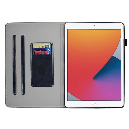 For iPad 10.2 (2019) (2020)  /  iPad Air 10.5 inch (2019) Cloth Texture PU Leather Tablet Cover Card Slots Folio Stand Protection Case with Pen Storage Loop