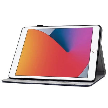 For iPad 10.2 (2019) (2020)  /  iPad Air 10.5 inch (2019) Cloth Texture PU Leather Tablet Cover Card Slots Folio Stand Protection Case with Pen Storage Loop