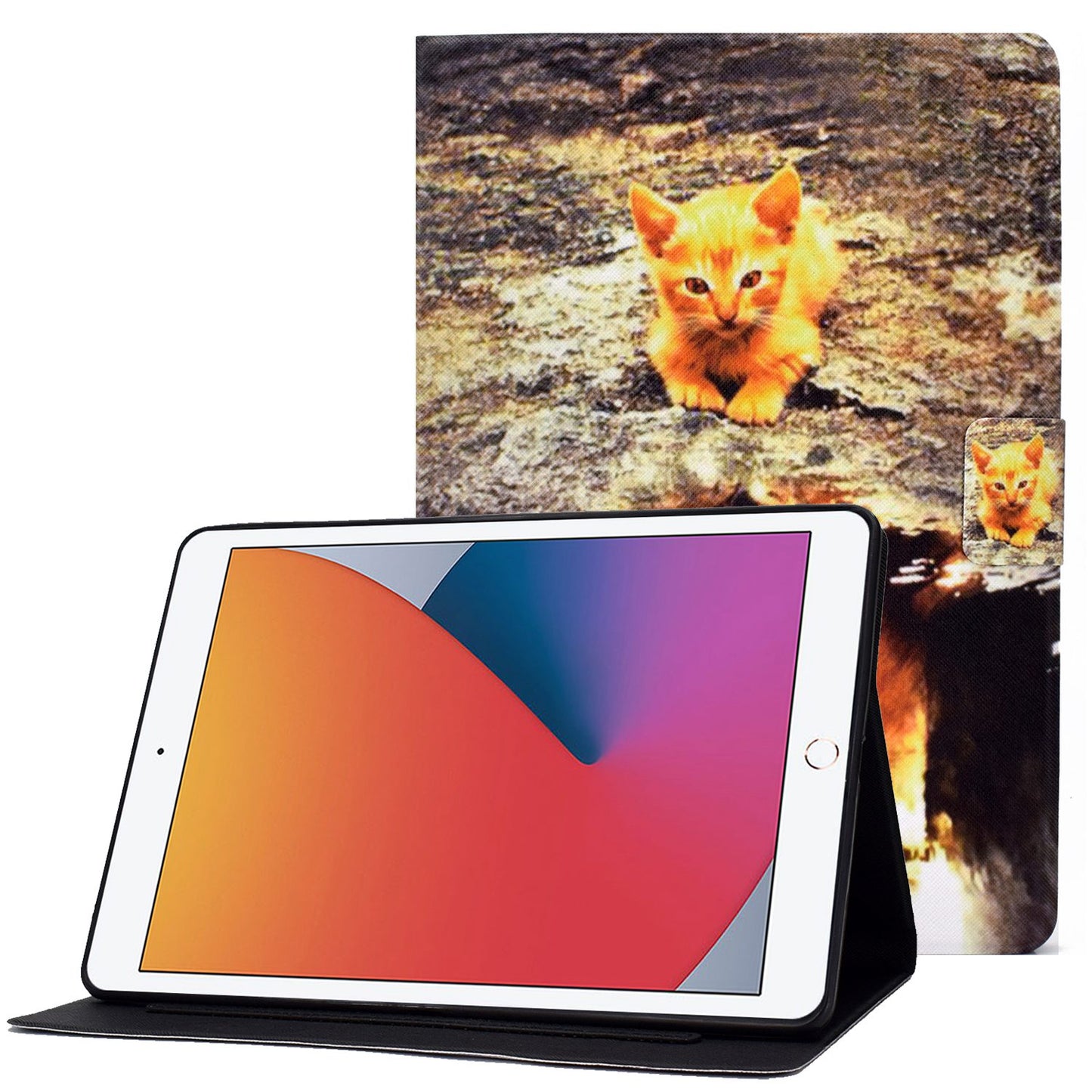 For iPad 10.2 (2020) / (2019) / iPad Air 10.5 inch (2019) Card Slots Stand Leather Case Stylish Pattern Printing Shockproof Magnetic Anti-fall Tablet Cover