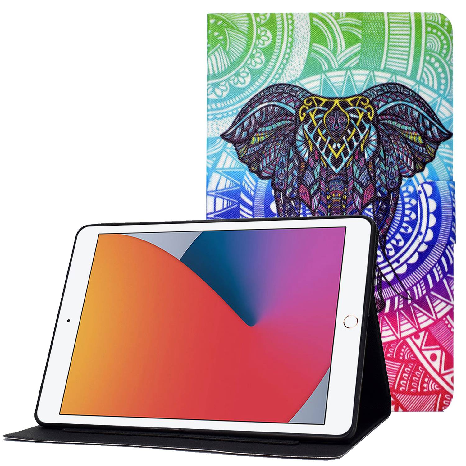 For iPad 10.2 (2020) / (2019) / iPad Air 10.5 inch (2019) Card Slots Stand Leather Case Stylish Pattern Printing Shockproof Magnetic Anti-fall Tablet Cover