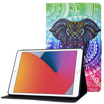 For iPad 10.2 (2020) / (2019) / iPad Air 10.5 inch (2019) Card Slots Stand Leather Case Stylish Pattern Printing Shockproof Magnetic Anti-fall Tablet Cover