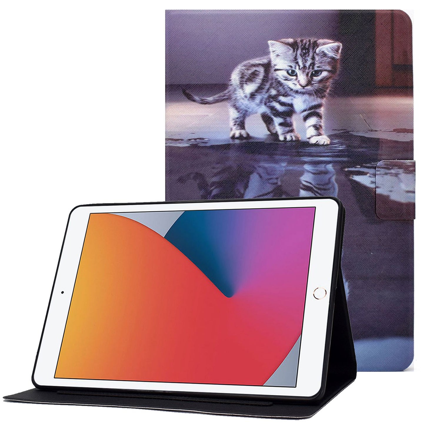 For iPad 10.2 (2020) / (2019) / iPad Air 10.5 inch (2019) Card Slots Stand Leather Case Stylish Pattern Printing Shockproof Magnetic Anti-fall Tablet Cover