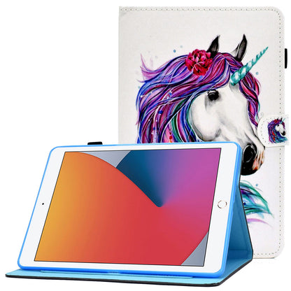 For iPad 10.2 (2020) / (2019) / iPad Air 10.5 inch (2019) Stand Leather Shockproof Case Pattern Printing Card Slots Magnetic Closure Tablet Cover