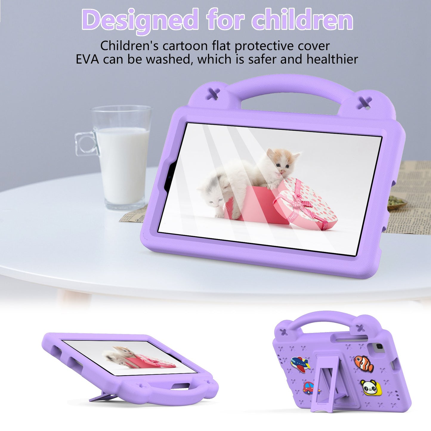 For Samsung Galaxy Tab A7 Lite 8.7-inch / Tab A 8.0 (2019) SM-T290 (Wi-Fi) / SM-T295 (LTE) Anti-fall Protective Case Shockproof EVA Tablet Cover Portable Case with Kickstand