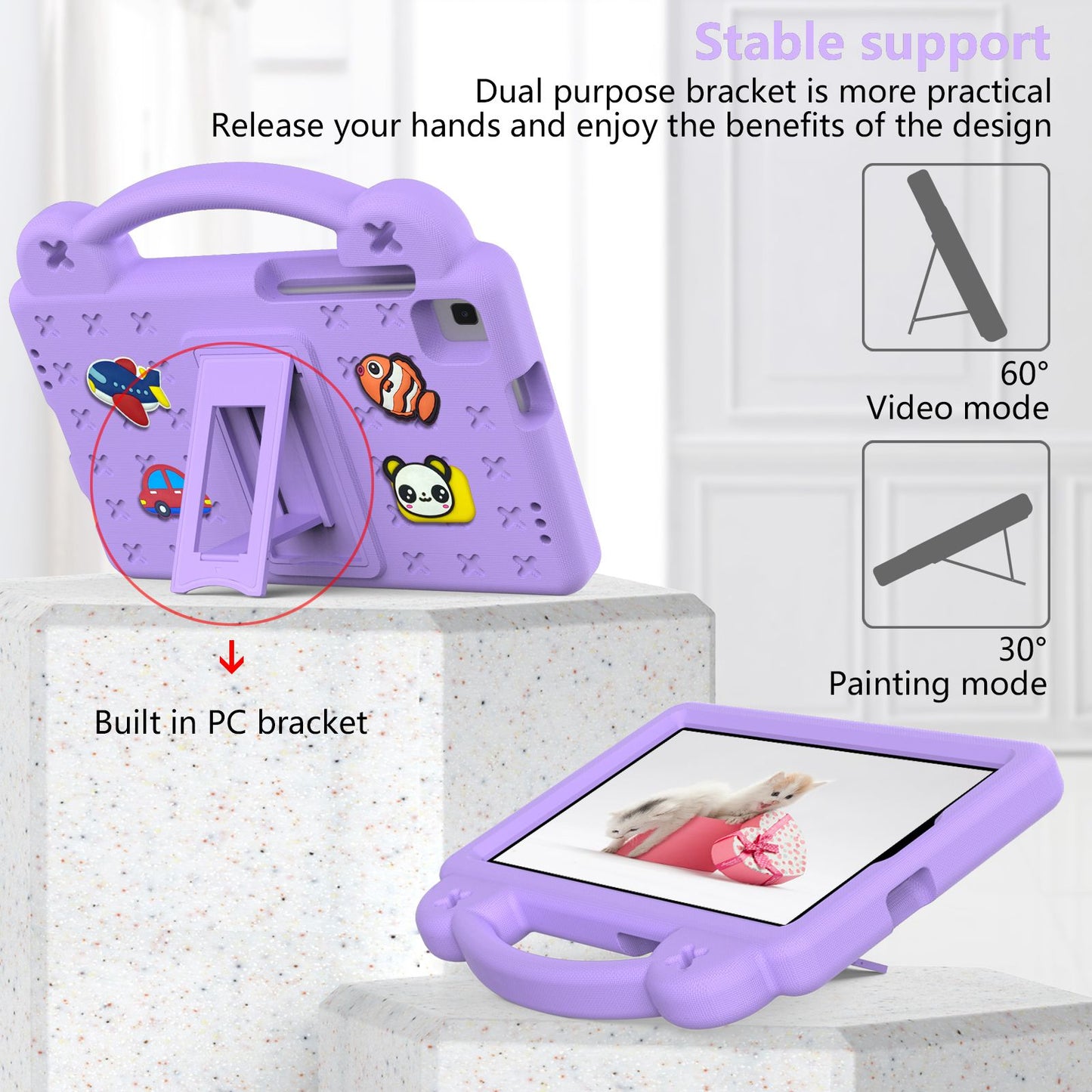 For Samsung Galaxy Tab A7 Lite 8.7-inch / Tab A 8.0 (2019) SM-T290 (Wi-Fi) / SM-T295 (LTE) Anti-fall Protective Case Shockproof EVA Tablet Cover Portable Case with Kickstand