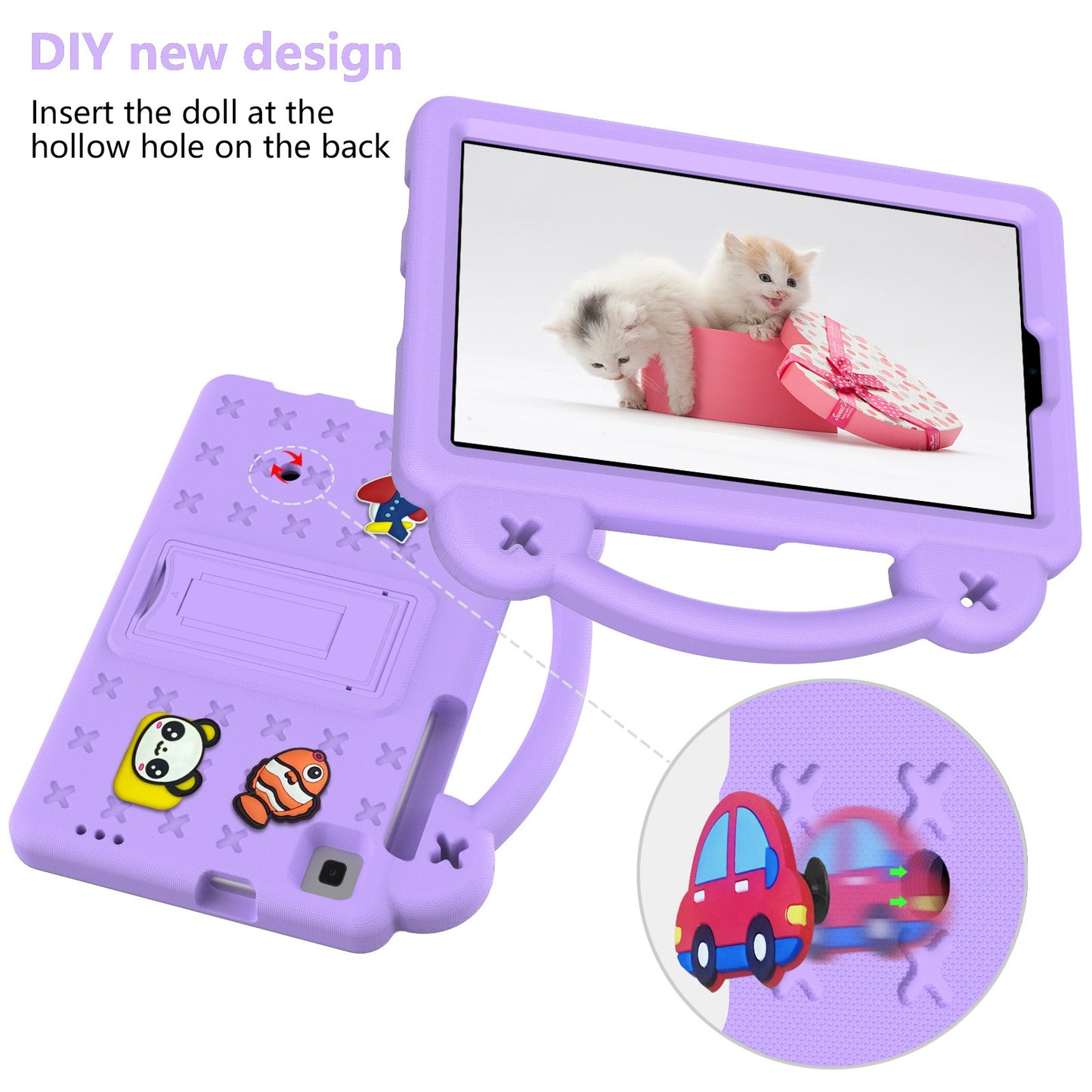 For Samsung Galaxy Tab A7 Lite 8.7-inch / Tab A 8.0 (2019) SM-T290 (Wi-Fi) / SM-T295 (LTE) Anti-fall Protective Case Shockproof EVA Tablet Cover Portable Case with Kickstand