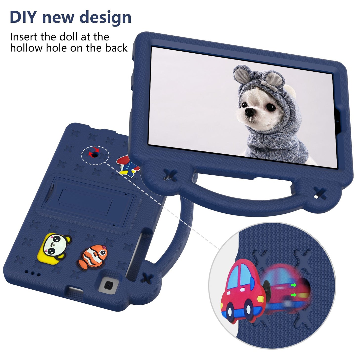 For Samsung Galaxy Tab A7 Lite 8.7-inch / Tab A 8.0 (2019) SM-T290 (Wi-Fi) / SM-T295 (LTE) Anti-fall Protective Case Shockproof EVA Tablet Cover Portable Case with Kickstand
