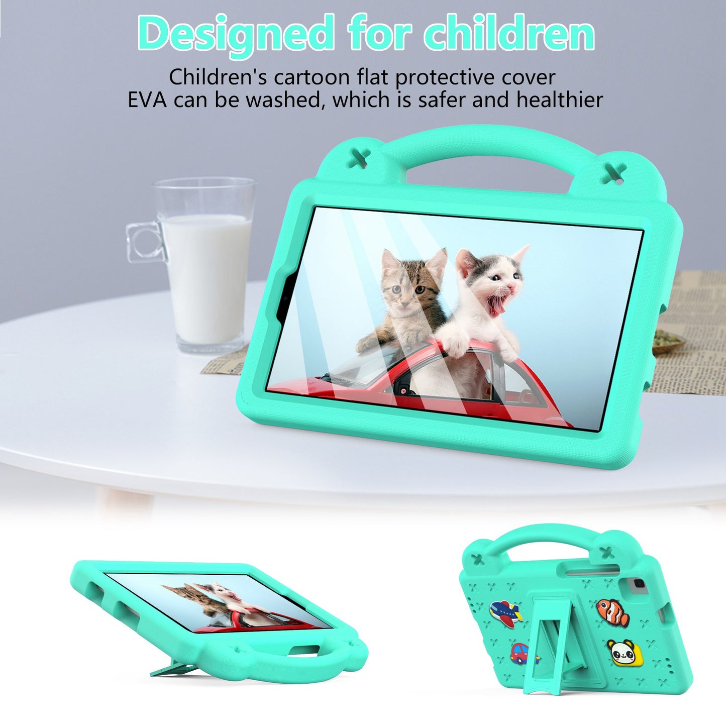For Samsung Galaxy Tab A7 Lite 8.7-inch / Tab A 8.0 (2019) SM-T290 (Wi-Fi) / SM-T295 (LTE) Anti-fall Protective Case Shockproof EVA Tablet Cover Portable Case with Kickstand