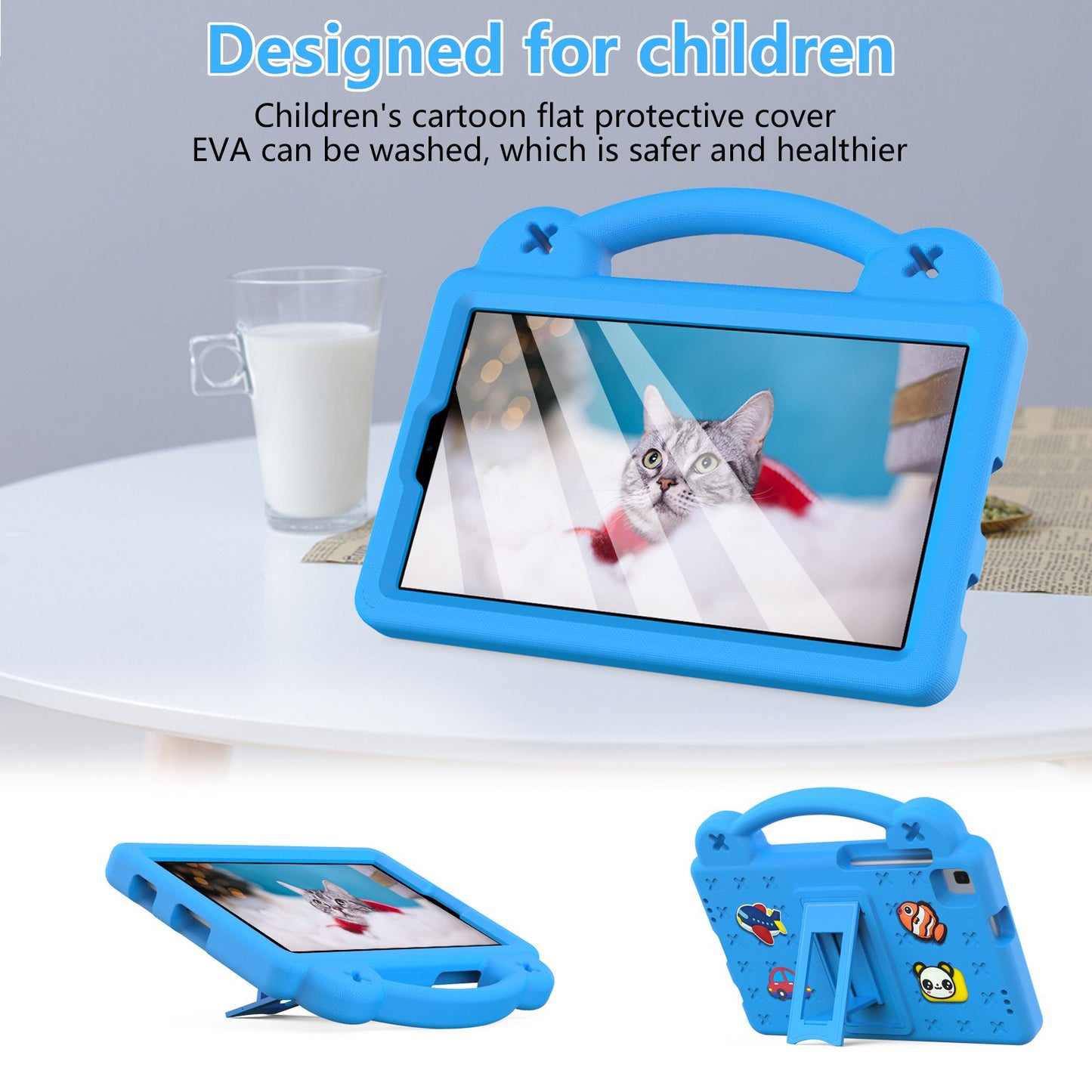 For Samsung Galaxy Tab A7 Lite 8.7-inch / Tab A 8.0 (2019) SM-T290 (Wi-Fi) / SM-T295 (LTE) Anti-fall Protective Case Shockproof EVA Tablet Cover Portable Case with Kickstand
