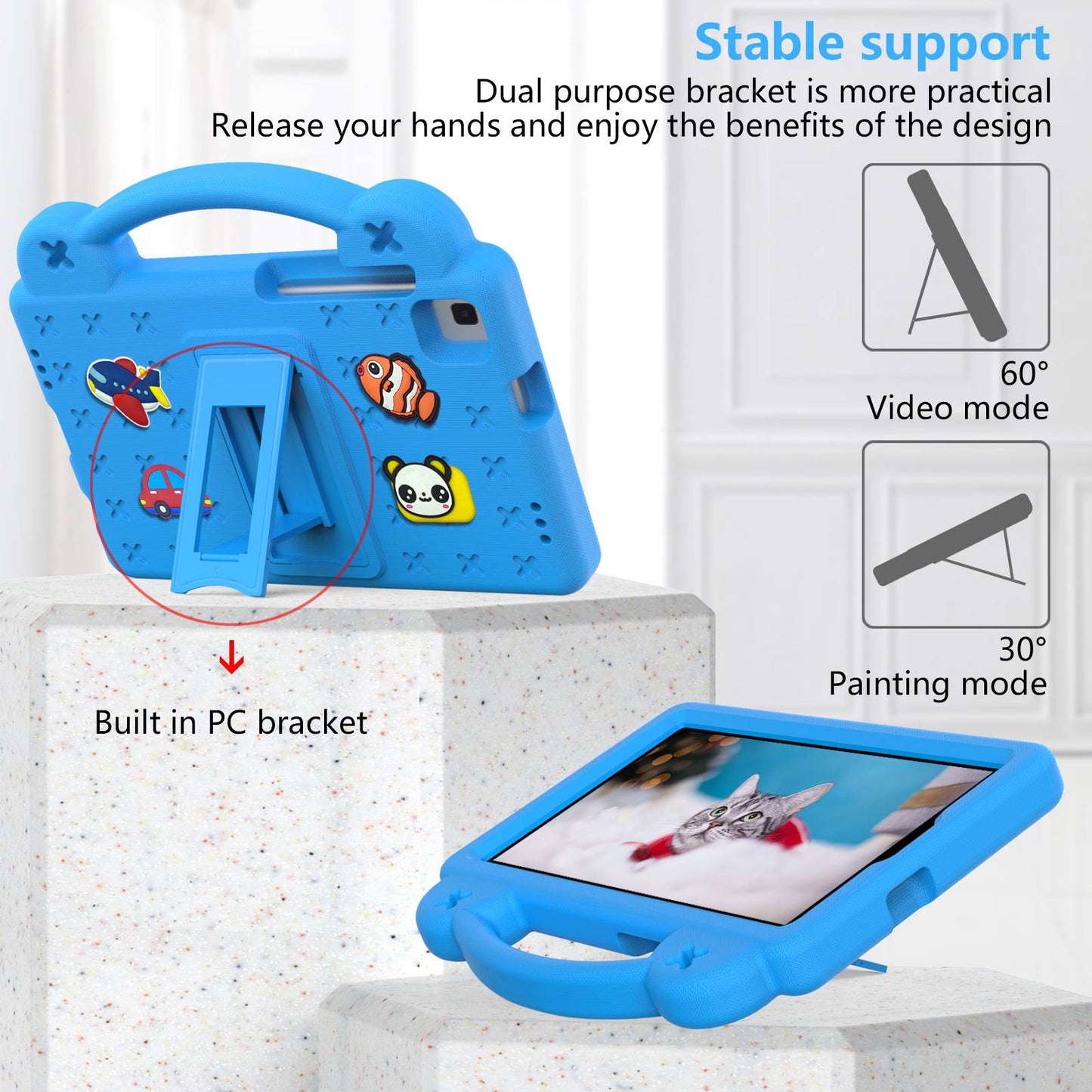 For Samsung Galaxy Tab A7 Lite 8.7-inch / Tab A 8.0 (2019) SM-T290 (Wi-Fi) / SM-T295 (LTE) Anti-fall Protective Case Shockproof EVA Tablet Cover Portable Case with Kickstand