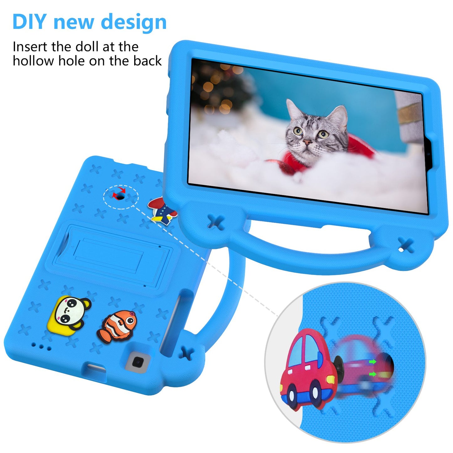 For Samsung Galaxy Tab A7 Lite 8.7-inch / Tab A 8.0 (2019) SM-T290 (Wi-Fi) / SM-T295 (LTE) Anti-fall Protective Case Shockproof EVA Tablet Cover Portable Case with Kickstand