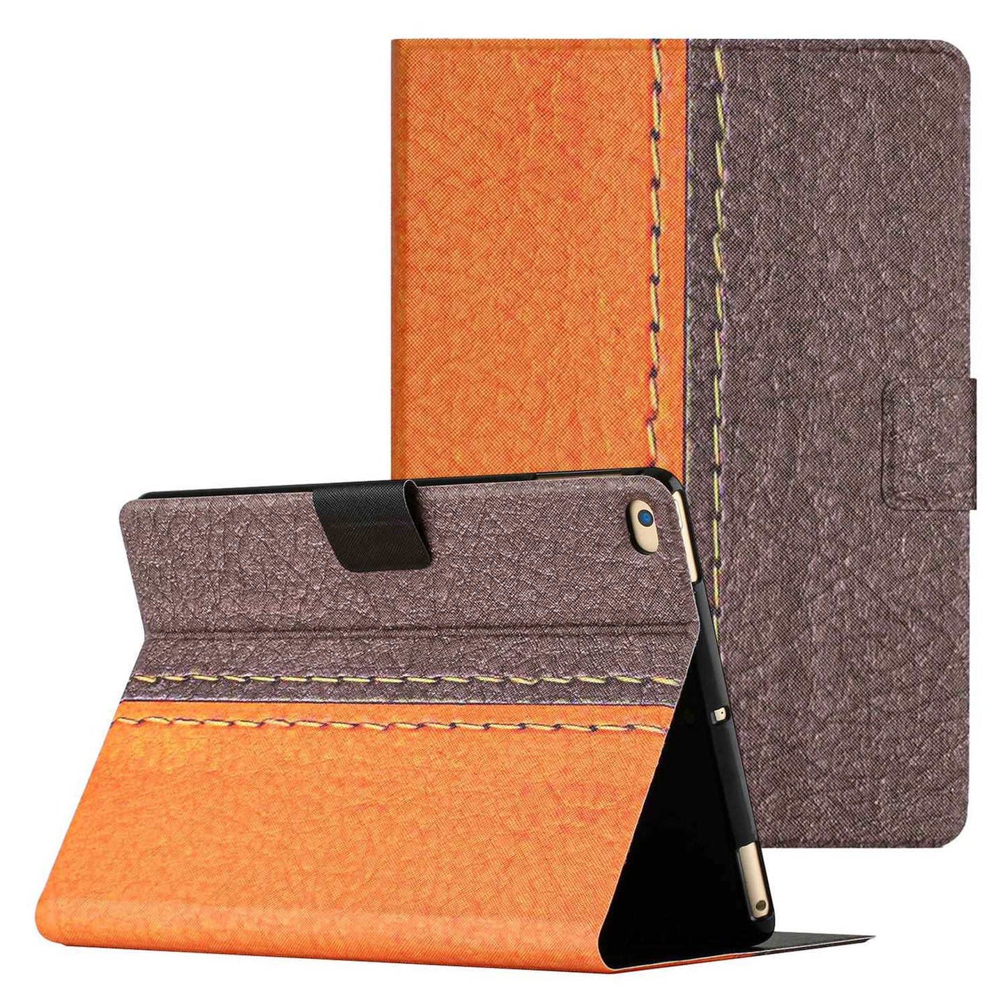 For iPad 9.7-inch (2018) / (2017) / iPad Air (2013) / Air 2 Bi-color Splicing Tablet Case PU Leather Stand Card Holder Anti-scratch Protective Shell