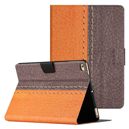 For iPad 9.7-inch (2018) / (2017) / iPad Air (2013) / Air 2 Bi-color Splicing Tablet Case PU Leather Stand Card Holder Anti-scratch Protective Shell