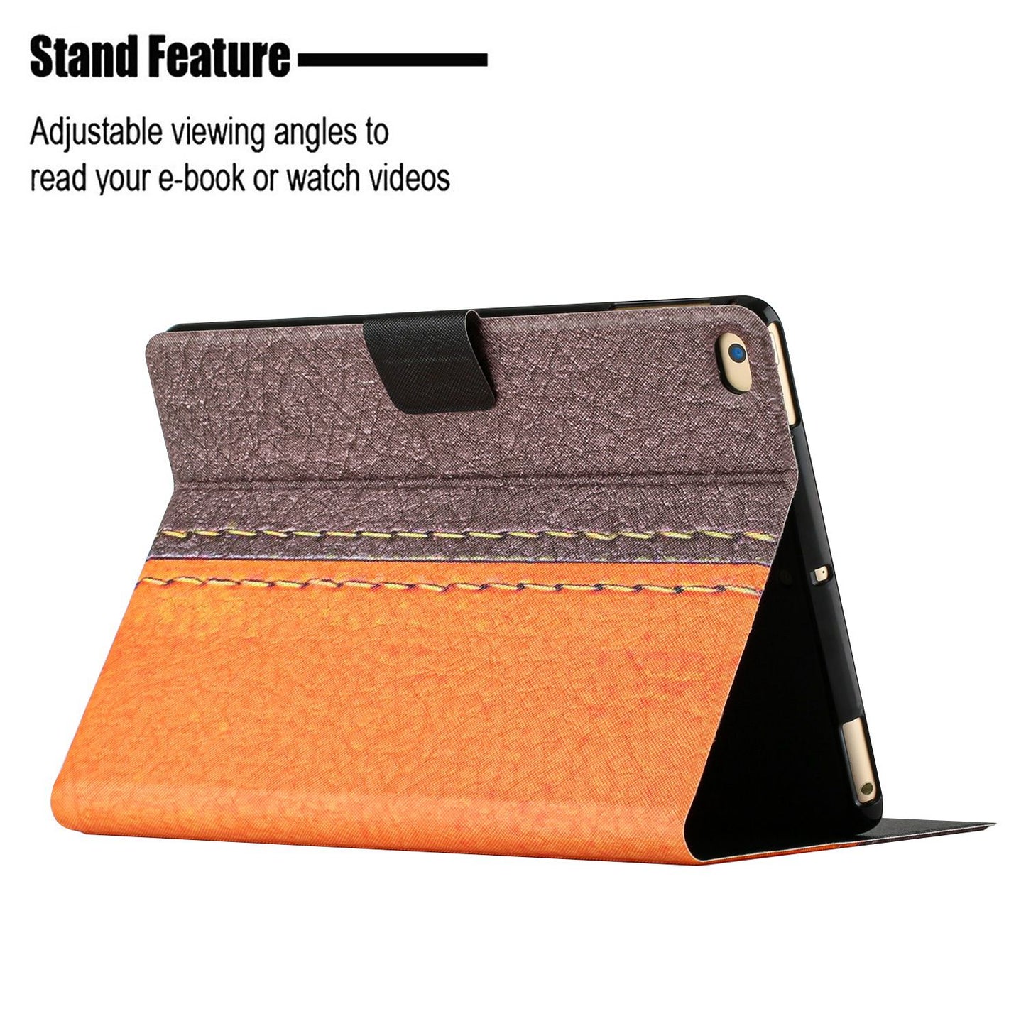 For iPad 9.7-inch (2018) / (2017) / iPad Air (2013) / Air 2 Bi-color Splicing Tablet Case PU Leather Stand Card Holder Anti-scratch Protective Shell