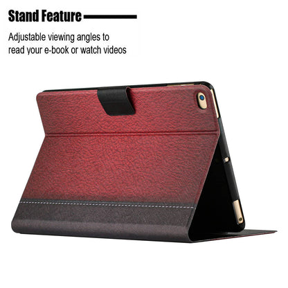 For iPad 9.7-inch (2018) / (2017) / iPad Air (2013) / Air 2 Bi-color Splicing Tablet Case PU Leather Stand Card Holder Anti-scratch Protective Shell