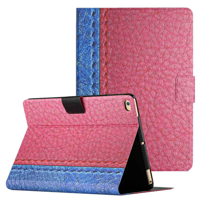 For iPad 9.7-inch (2018) / (2017) / iPad Air (2013) / Air 2 Bi-color Splicing Tablet Case PU Leather Stand Card Holder Anti-scratch Protective Shell