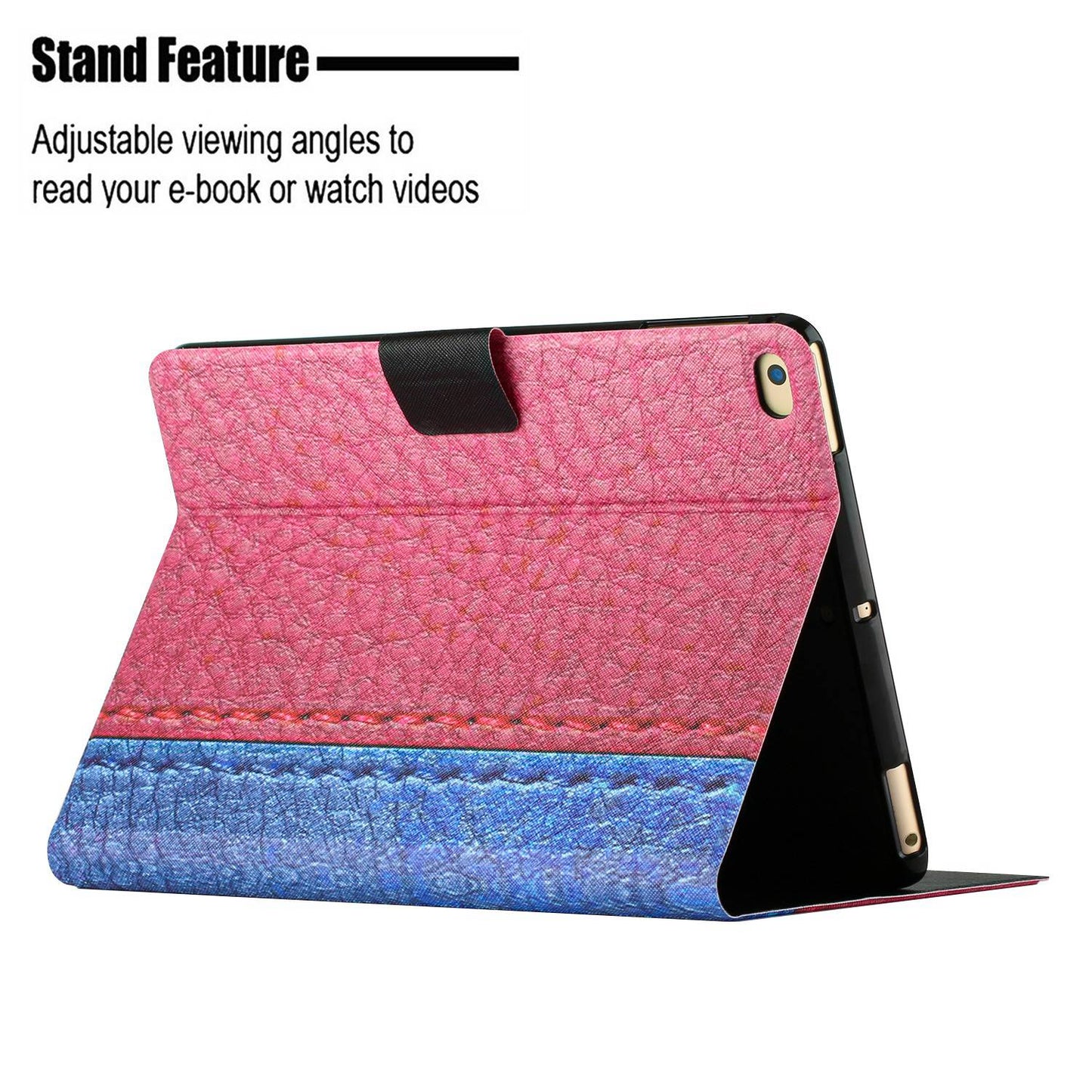 For iPad 9.7-inch (2018) / (2017) / iPad Air (2013) / Air 2 Bi-color Splicing Tablet Case PU Leather Stand Card Holder Anti-scratch Protective Shell