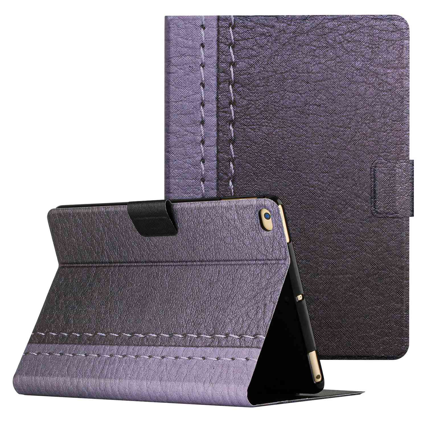 For iPad 9.7-inch (2018) / (2017) / iPad Air (2013) / Air 2 Bi-color Splicing Tablet Case PU Leather Stand Card Holder Anti-scratch Protective Shell