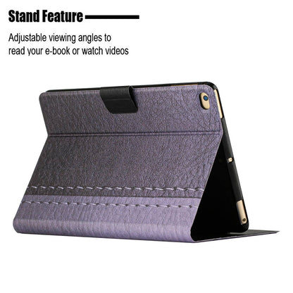 For iPad 9.7-inch (2018) / (2017) / iPad Air (2013) / Air 2 Bi-color Splicing Tablet Case PU Leather Stand Card Holder Anti-scratch Protective Shell