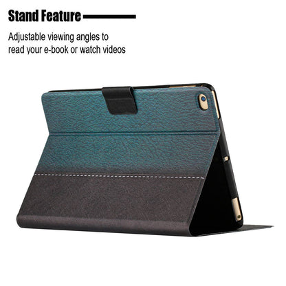 For iPad 9.7-inch (2018) / (2017) / iPad Air (2013) / Air 2 Bi-color Splicing Tablet Case PU Leather Stand Card Holder Anti-scratch Protective Shell