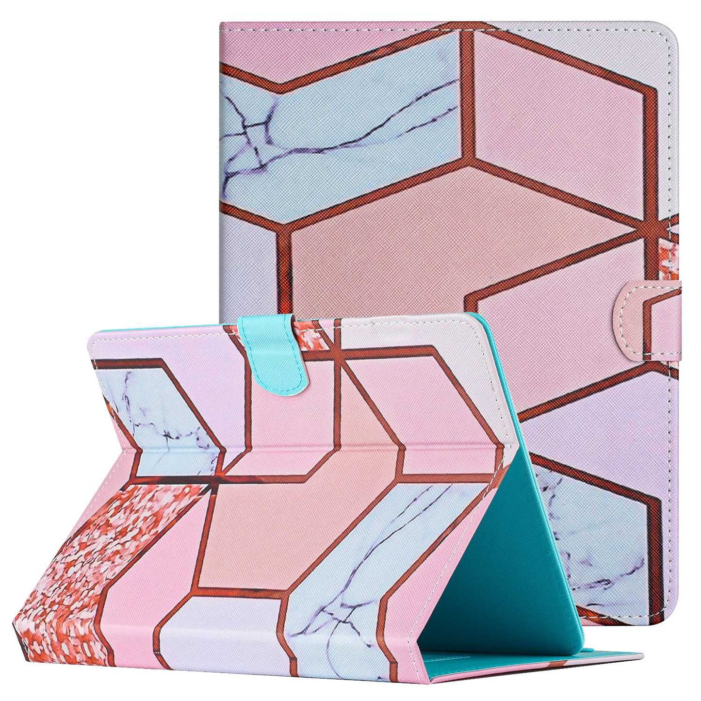 10-inch Tablet Universal PU Leather Case Stitching Marble Pattern Anti-scratch Protective Cover with Stand Card Holder