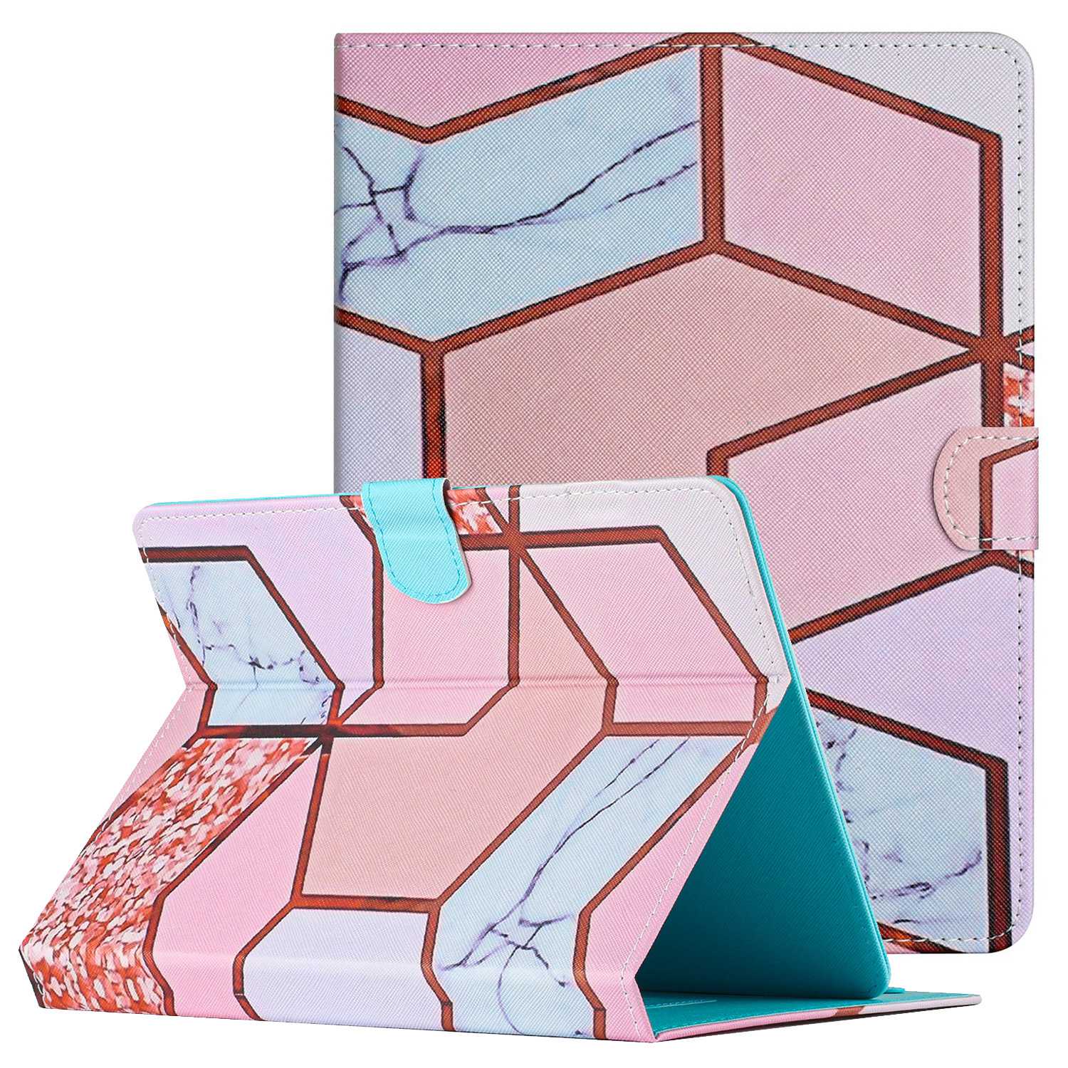 10-inch Tablet Universal PU Leather Case Stitching Marble Pattern Anti-scratch Protective Cover with Stand Card Holder