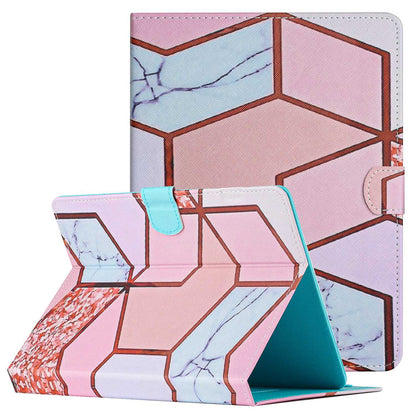 10-inch Tablet Universal PU Leather Case Stitching Marble Pattern Anti-scratch Protective Cover with Stand Card Holder