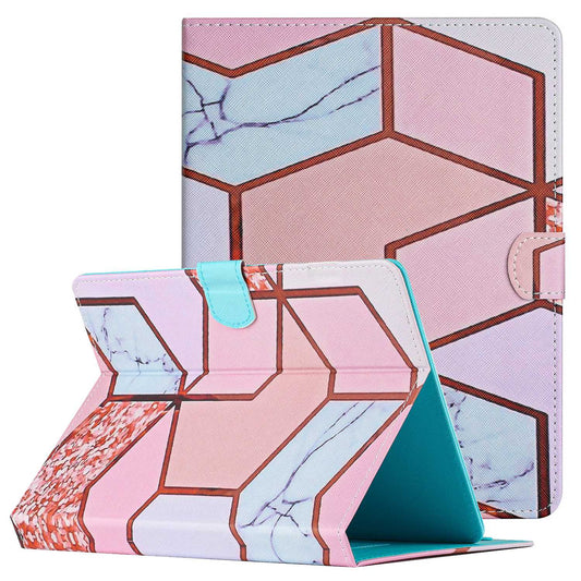 10-inch Tablet Universal PU Leather Case Stitching Marble Pattern Anti-scratch Protective Cover with Stand Card Holder