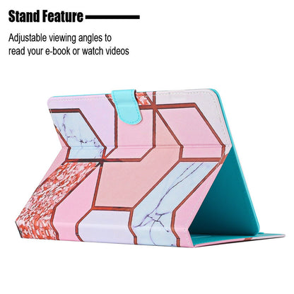 10-inch Tablet Universal PU Leather Case Stitching Marble Pattern Anti-scratch Protective Cover with Stand Card Holder