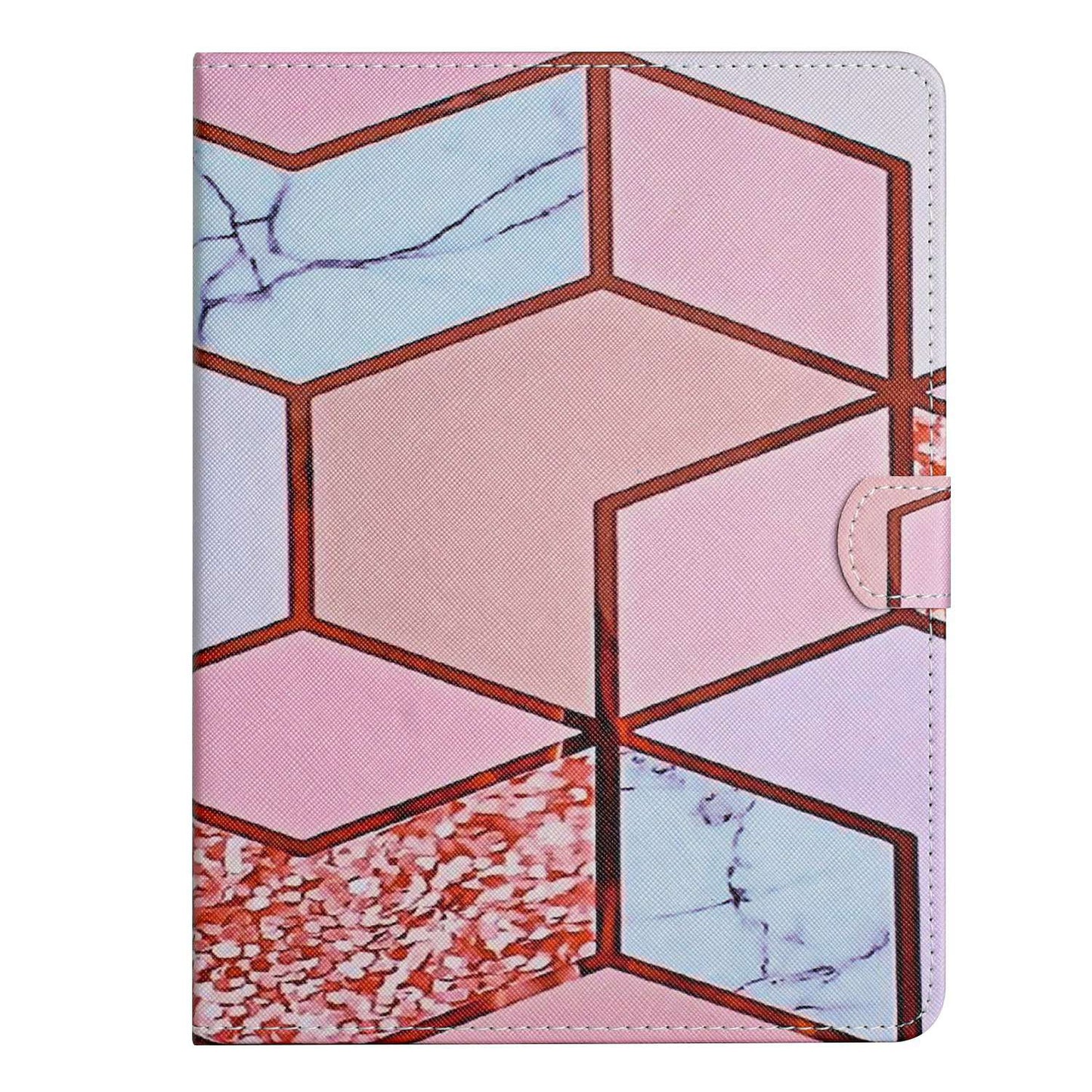 10-inch Tablet Universal PU Leather Case Stitching Marble Pattern Anti-scratch Protective Cover with Stand Card Holder